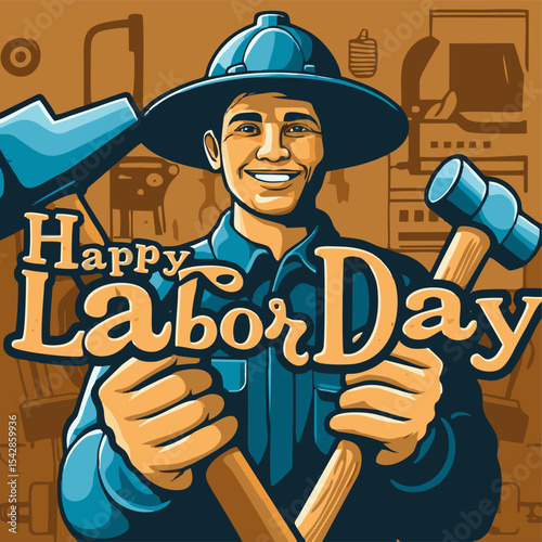 Labor Day Greeting Card Design.