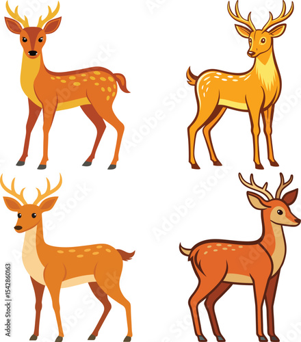 Four adorable cartoon deer illustrations