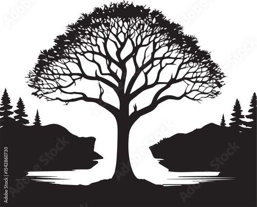  Tree silhouette Vector | Minimalist & Trendy Tree Silhouette Design | Unique & Stylish Tree Artwork for Vector design