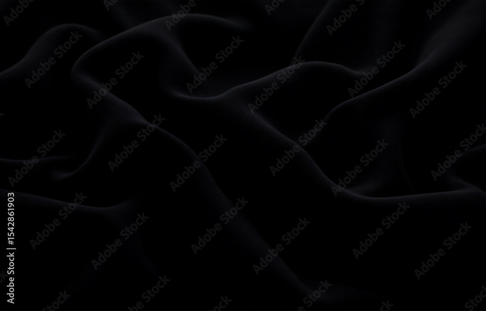 Obraz premium Black velvet textile with soft plush texture, professional studio close-up, fabric photography for luxury design previews