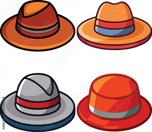 Collection of four colorful cartoon hats