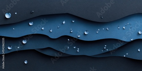 Abstract Blue Water Surface with Droplets