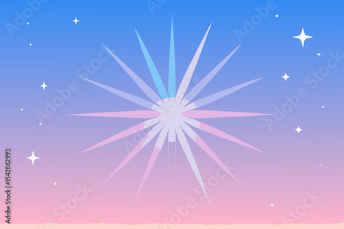Celestial Burst A Dreamy Pastel Starburst in a Twilight Sky