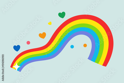 Vibrant Rainbow with Hearts A Colorful Illustration of Joy and Love