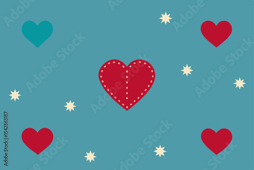 Stitched Hearts and Stars A Charming Valentine's Day Design