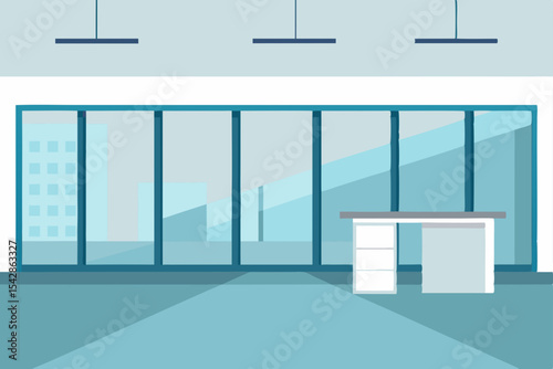 Modern Office Interior Design Panoramic City View Workspace
