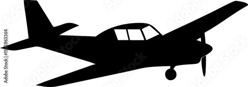 Beechcraft Bonanza Light Aircraft Silhouette on Transparent Background
