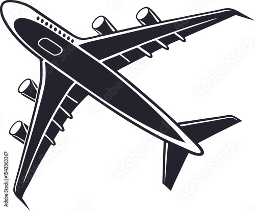 Boeing 737 Commercial Airliner Black Vector Airplane Silhouette Transparent Background