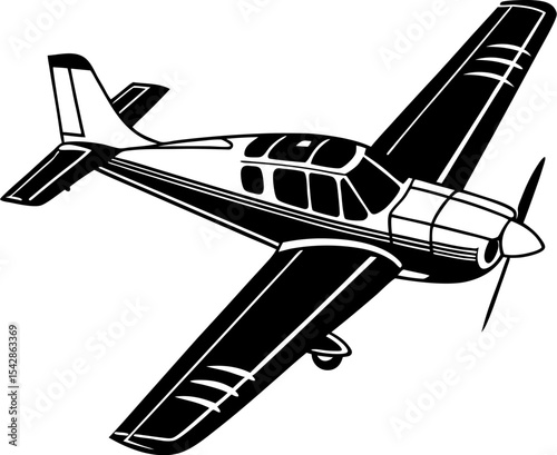 Beechcraft Bonanza Light Aircraft Silhouette on Transparent Background