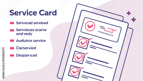 Illustration of a service card with checkmarks on a checklist indicating completed tasks and services done