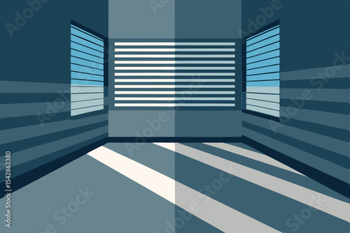 Modern Minimalist Room Design Sunlight Streaming Through Blinds