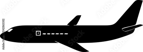 Boeing 737 Commercial Airliner Black Vector Airplane Silhouette Transparent Background