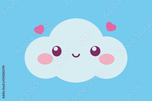 Adorable Kawaii Cloud Illustration Cute, Happy, and Sweet Cloud Design