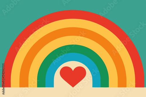 Retro Rainbow Love A Colorful Celebration of Heartfelt Joy