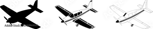 Piper Cherokee Single-Engine Plane Silhouette on Transparent Background