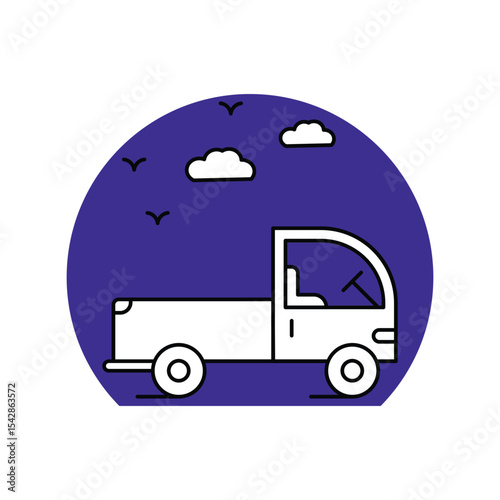 Pickup Truck lineal color line icon with white background vector stock illustration