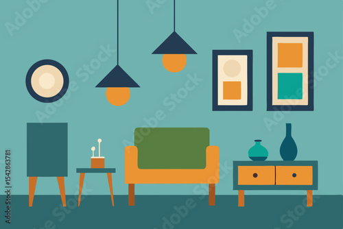 Mid-Century Modern Living Room Interior Design  A Retro Home Decor Inspiration