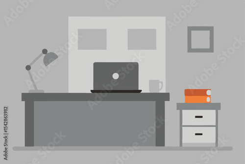 Modern Minimalist Home Office Setup Desk, Laptop, and Organization