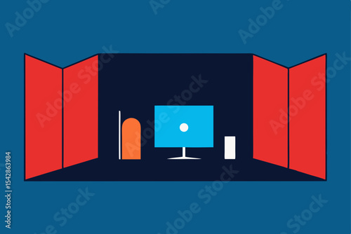 Modern Minimalist Workspace Hidden Desktop Design Concept