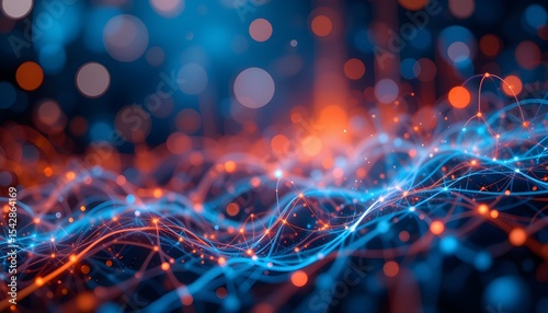 Abstract Technology Background with Digital Network Lines and Modern Grid