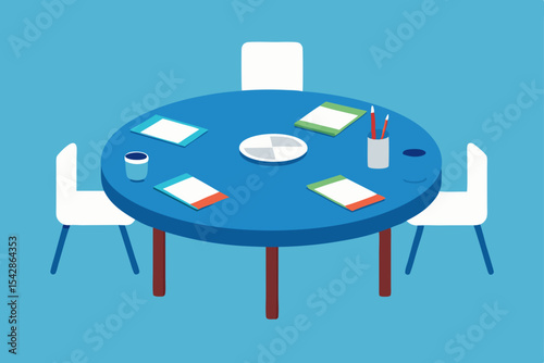 Collaborative Meeting Table Setting for Brainstorming and Teamwork