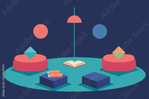 Abstract Geometric Shapes and Book A Modern Still Life Composition