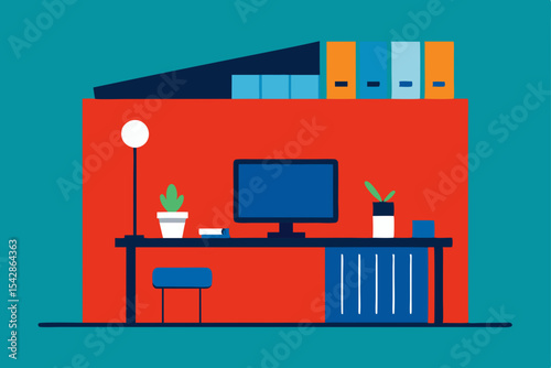 Modern Home Office Workspace Design Minimalist Desk Setup with Plants and Storage