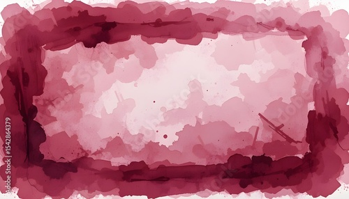 Burgundy Watercolor Frame with Torn Strokes for Artistic Layouts