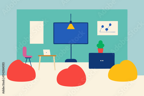 Modern Office Design Creative Workspace with Beanbag Chairs and Minimalist Decor