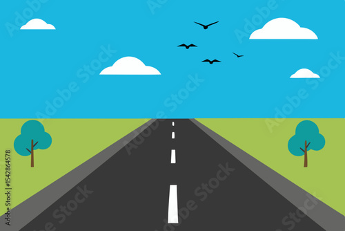 Endless Road Ahead A Journey of Open Road, Blue Sky, and Aspiration