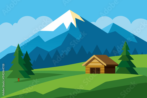 Serene Mountain Cabin A Peaceful Alpine Escape Illustration