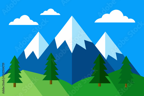 Majestic Mountain Peaks A Serene Landscape Illustration