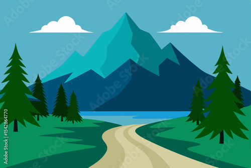 Serene Mountain Lake Landscape A Picturesque Path to Tranquility