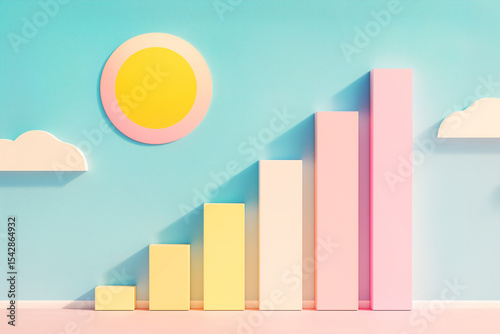 Minimal Pastel Growth Chart with Sun and Clouds