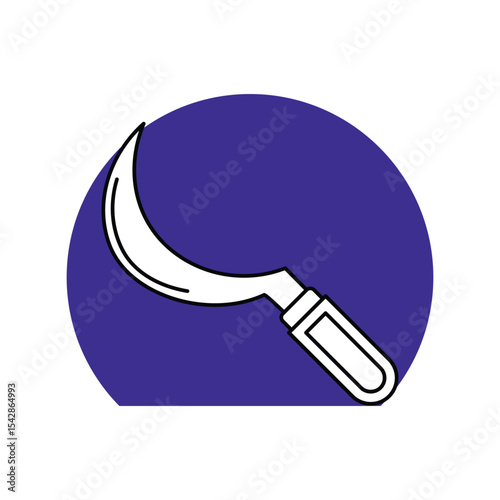 Sickle lineal color line icon with white background vector stock illustration