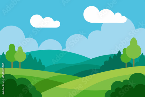 Serene Rolling Hills Landscape A Picturesque Summer Day