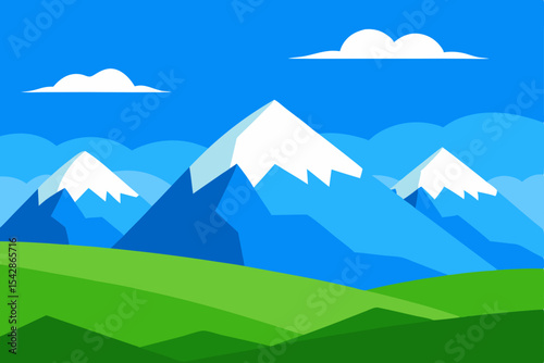 Majestic Mountain Peaks A Serene Landscape Illustration