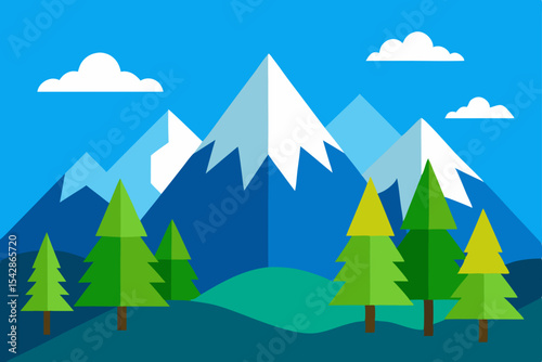 Majestic Mountain Peaks A Serene Landscape Illustration