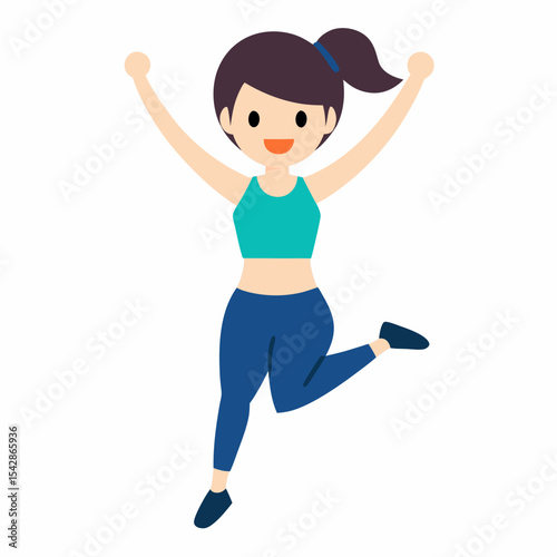 Celebrating Fitness Success Joyful Woman Achieving Wellness Goals