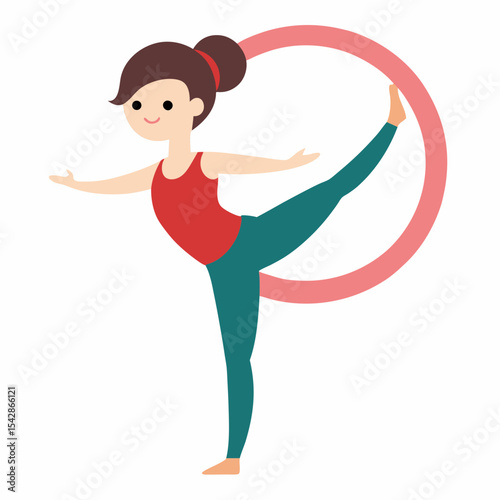 Yoga and Fitness  Graceful Pose with a Fitness Hoop