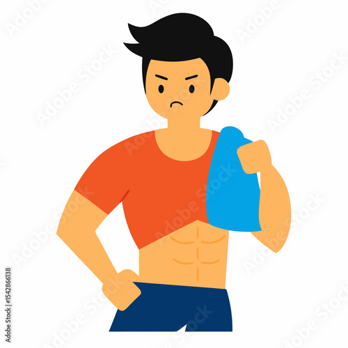 Determined Athlete Post-Workout Fitness Illustration