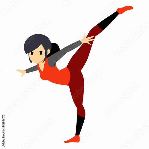 Athletic Woman Performing a Flexible Leg Stretch Fitness, Gymnastics, and Exercise
