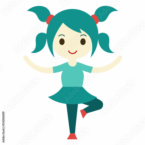 Cute Girl Practicing Yoga A Child's Pose Illustration