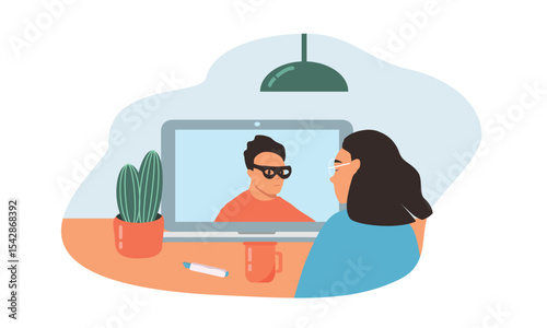 vector illustration in flat style on the topic of online fraud