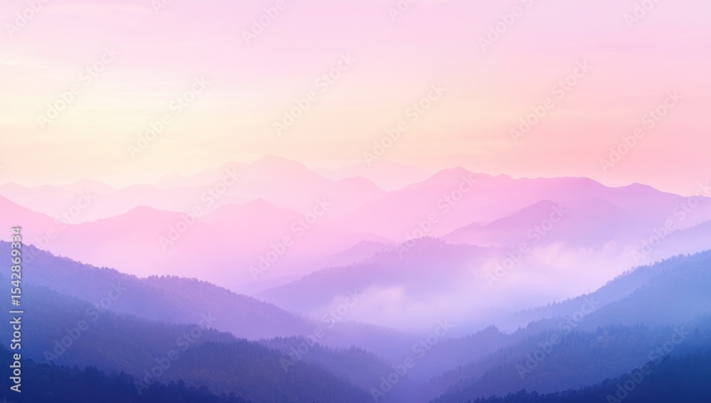 Fototapeta premium Pastel-toned mountain range at dawn or dusk