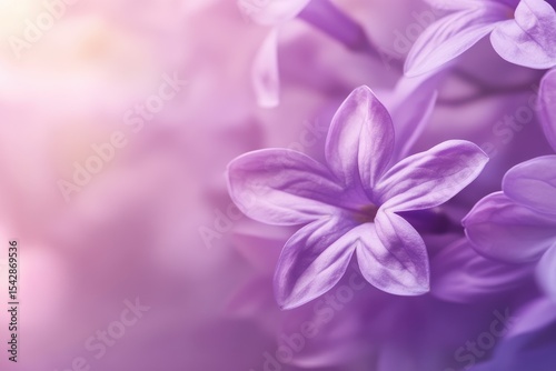Close-up of soft-focus lilac blossoms in pastel purple