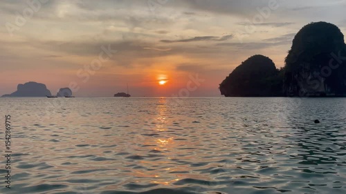 Sunset sea scenery in Krabi, Thailand