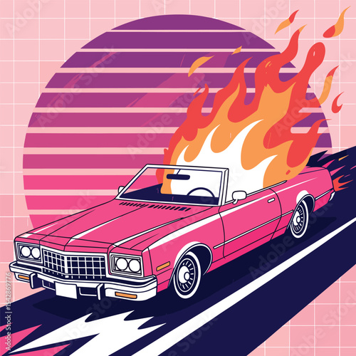 Colorful  retro car 
