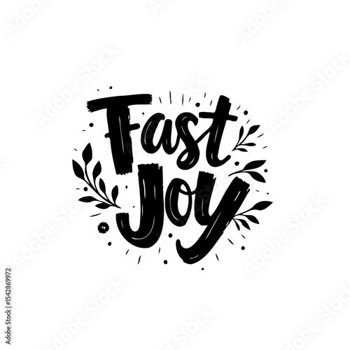 Expressive fast joy typography design with playful black lettering and decorations
