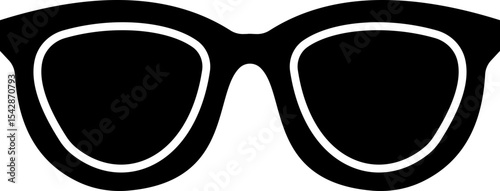 Sunglasses vector icon for fashion accessory design summer eyewear style and sun protection Men and women glasses. hipster frame, fashion black plastic rims. Trendy Optics Art, modern shade graphic